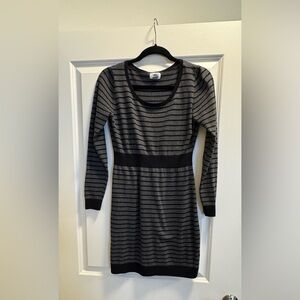 Old Navy Black and Gray Striped Long Sleeve Dress